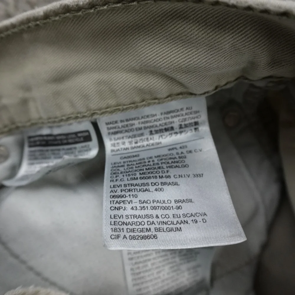 Levis Pants Mens 28X30 Light Brown Beige Khaki‎ Tan Denim 514 Straight Workwear